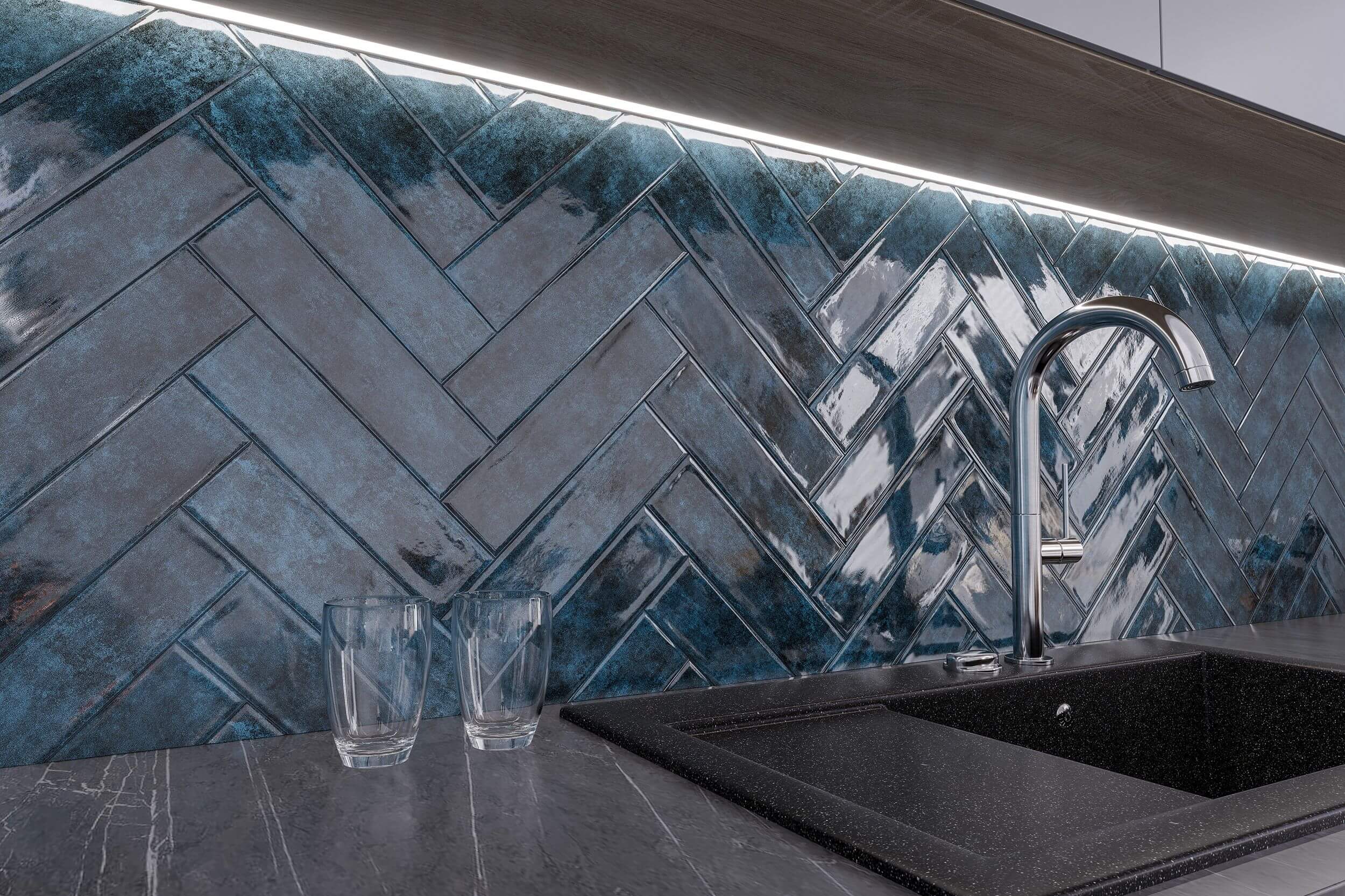 Плитка Garda синій 75x300x6