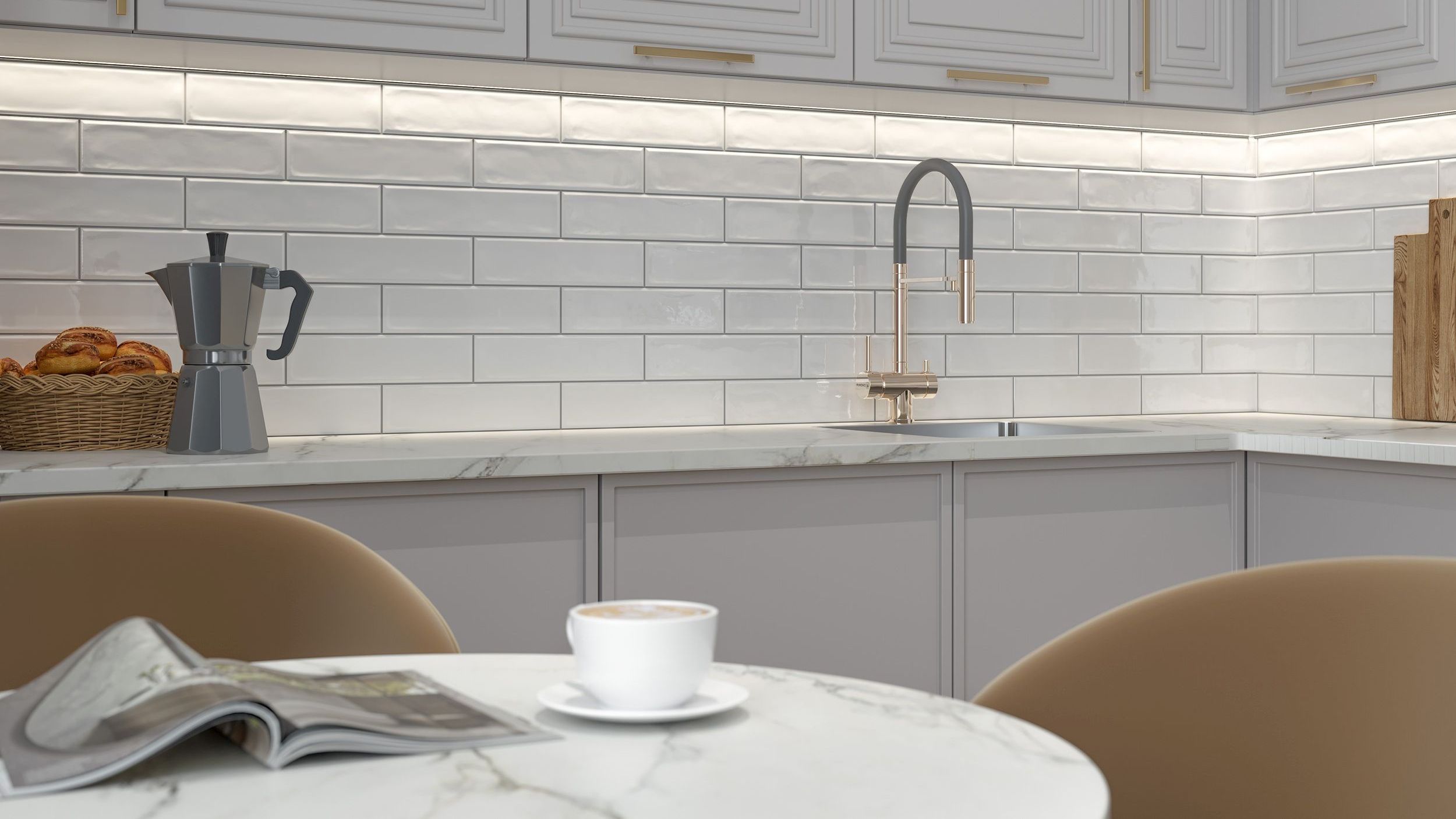 Плитка Snow белый 75x300x6