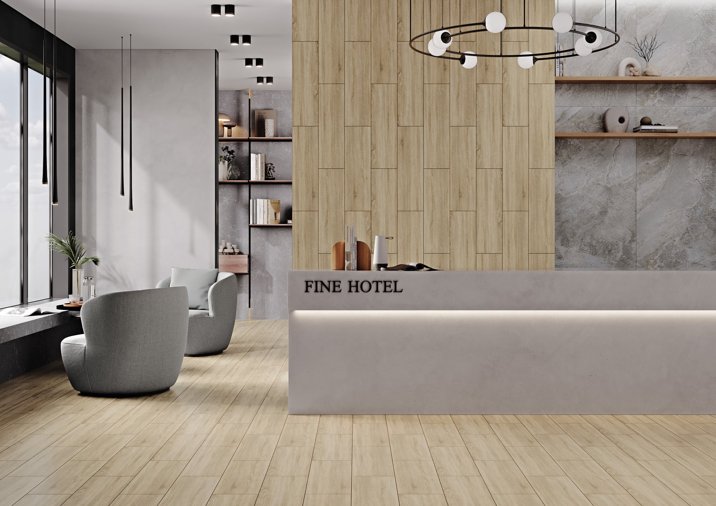 Плитка Fine Wood бежевый 200x650x7