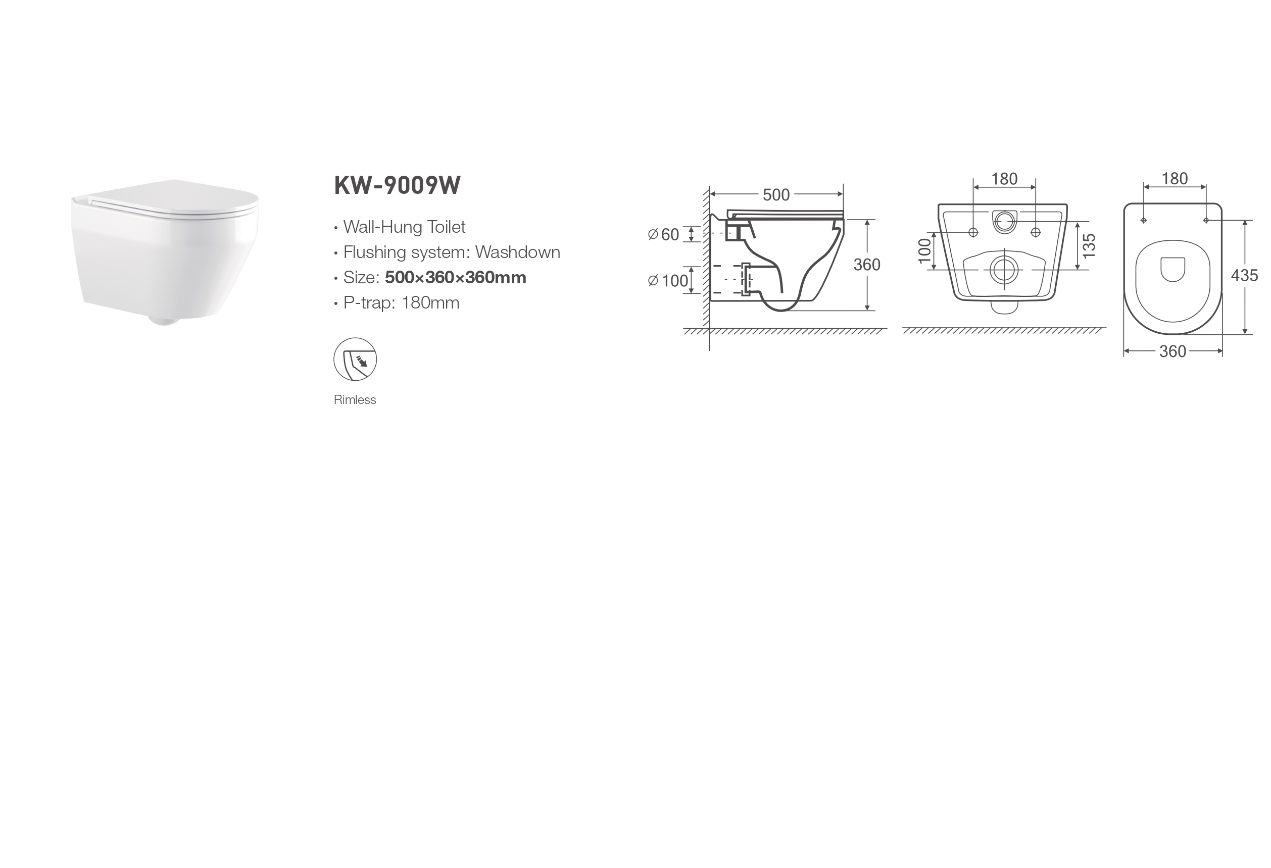 Унитаз подвесной Easy-Clean Rim "Opal Modern (white)"