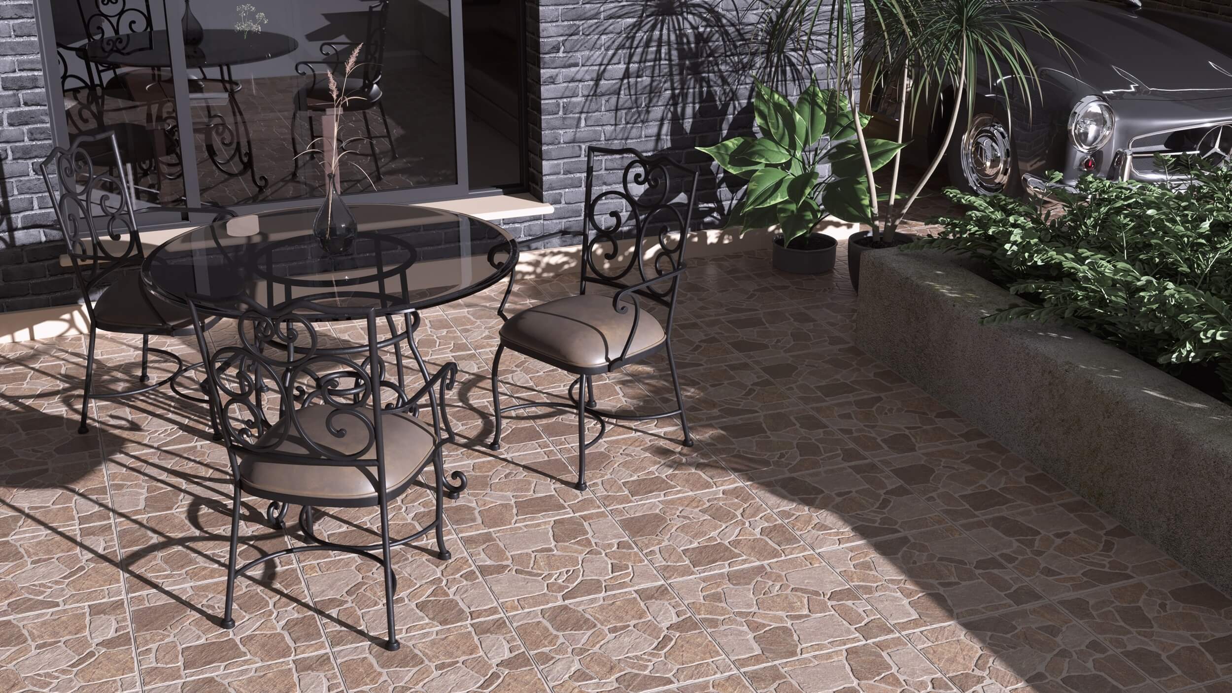 Плитка Cortile коричневый 400x400x7