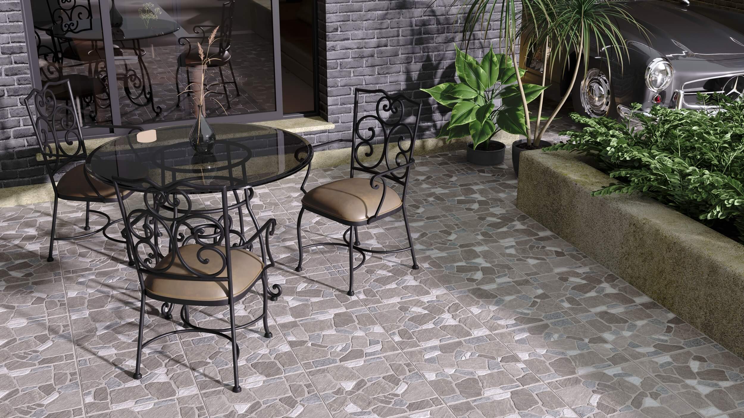 Плитка Cortile серый 400x400x7