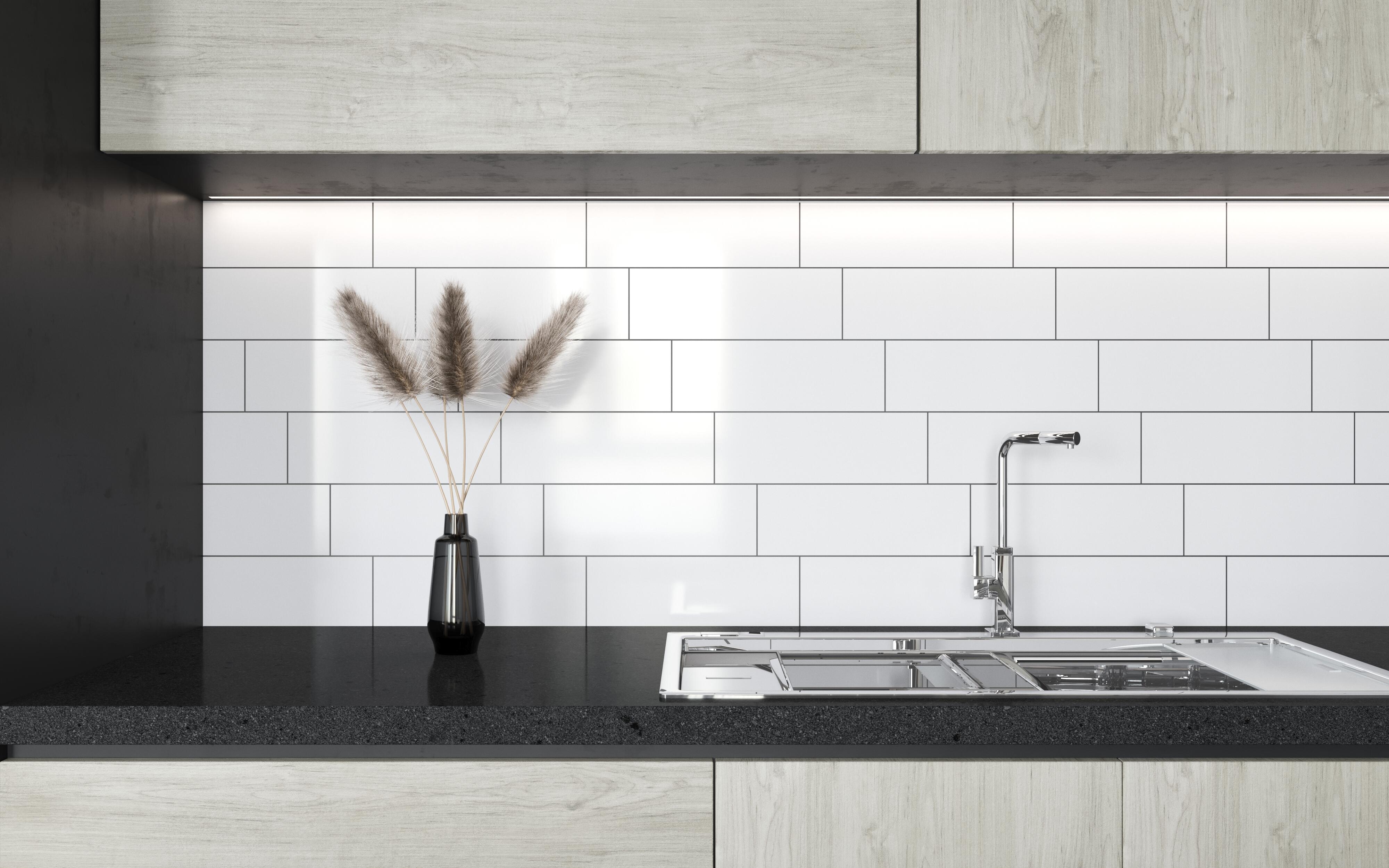 Плитка The Wall plane белый сатин 100х300х6