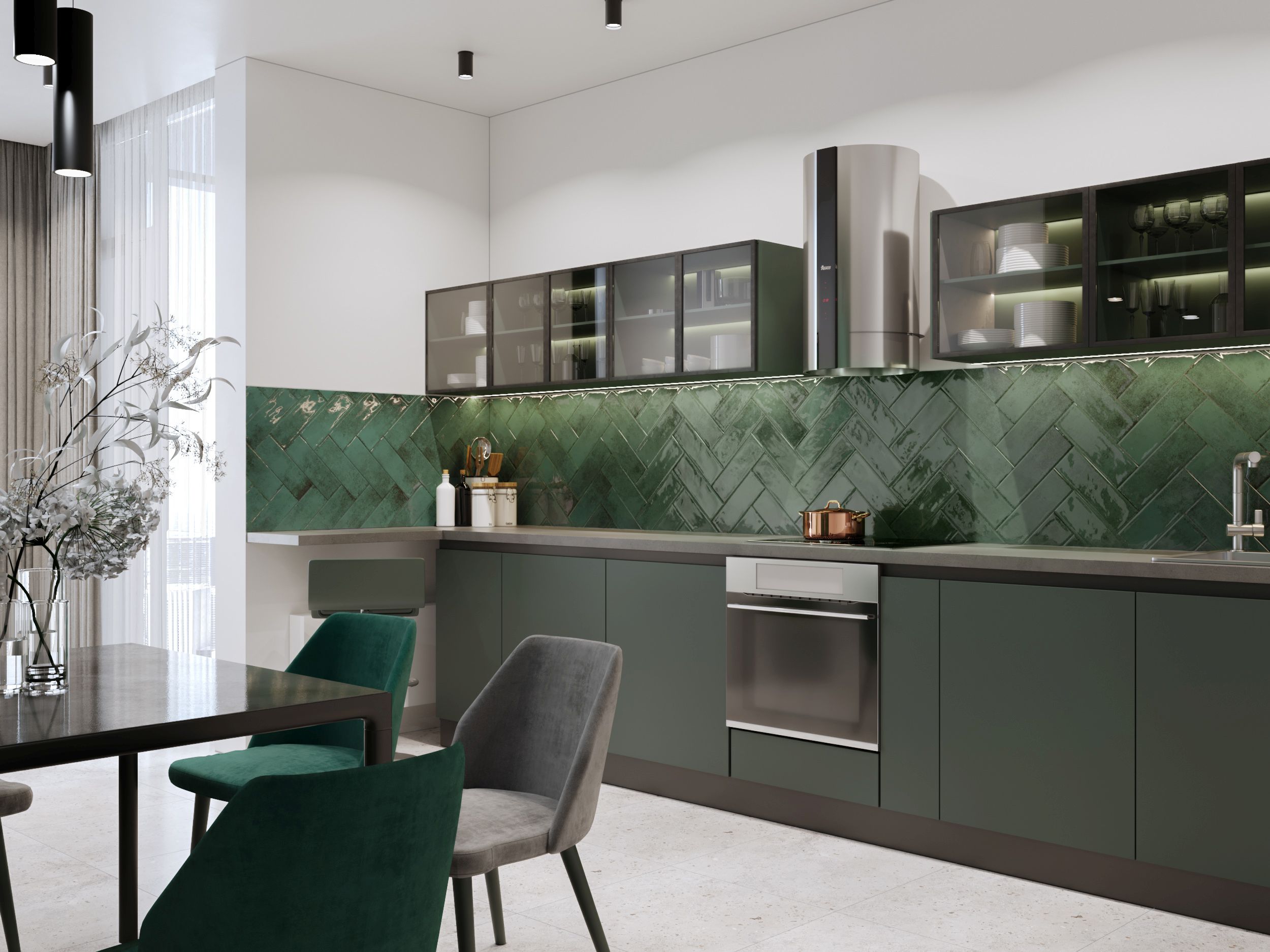 Vintage зелений 100х300x6