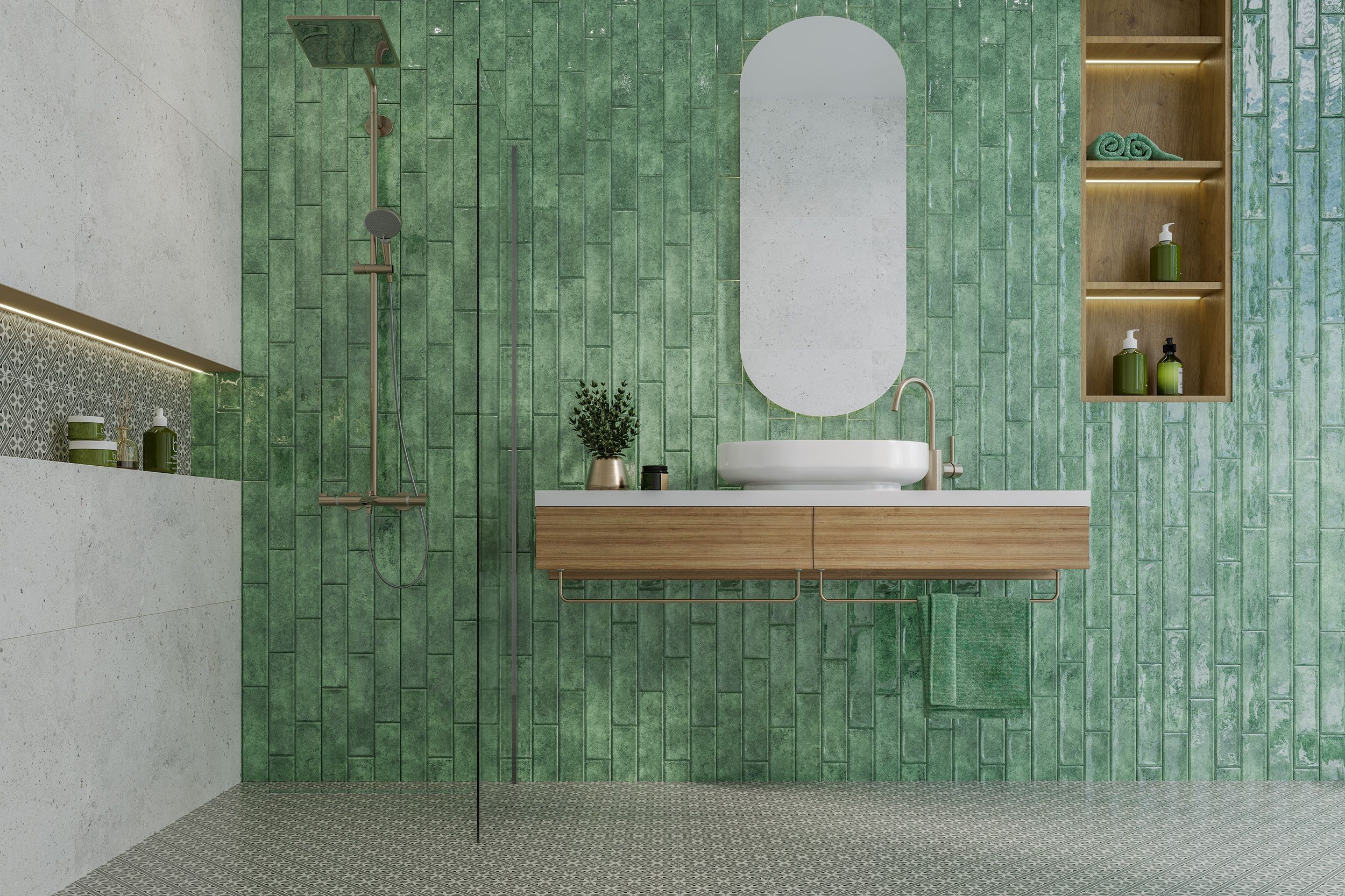 Плитка Lugano зеленый 75x300x6