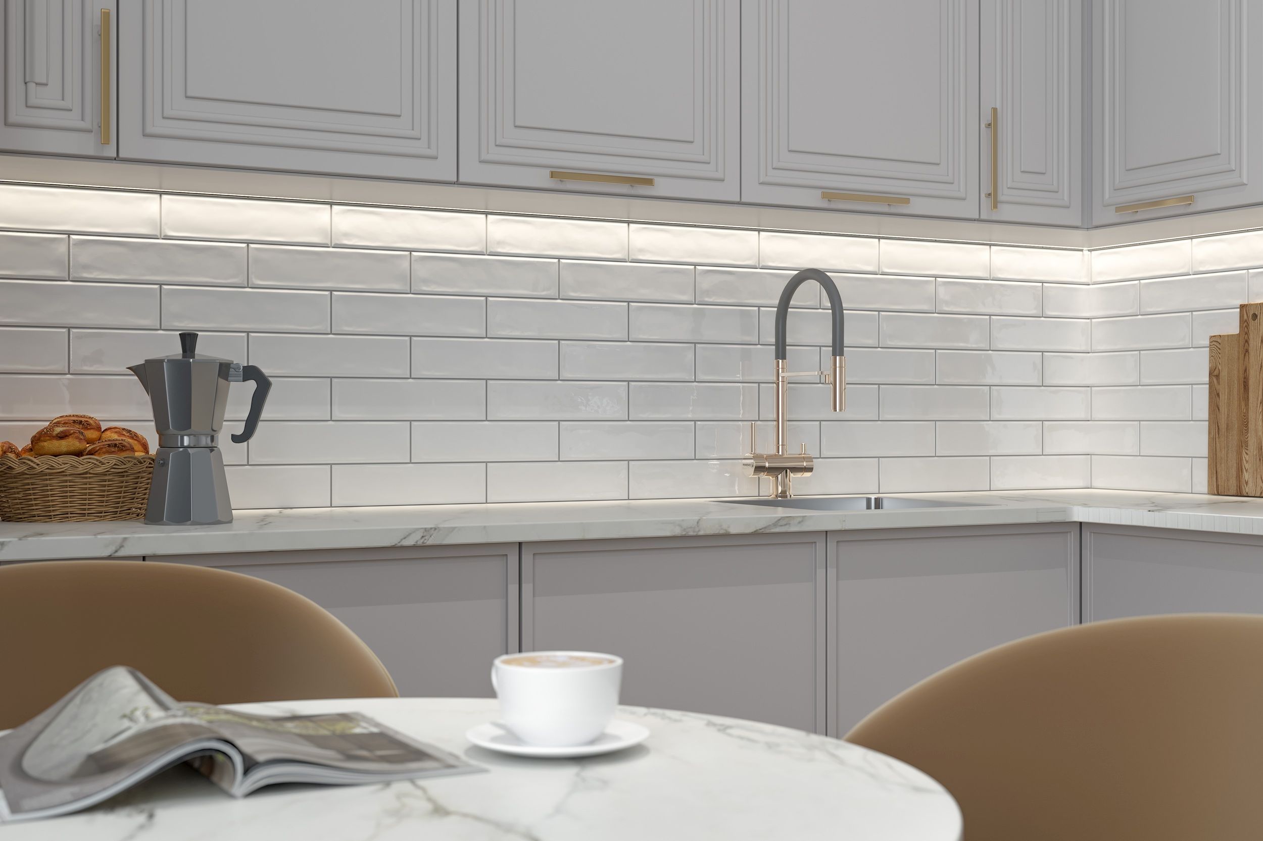 Плитка Snow белый 75x300x6