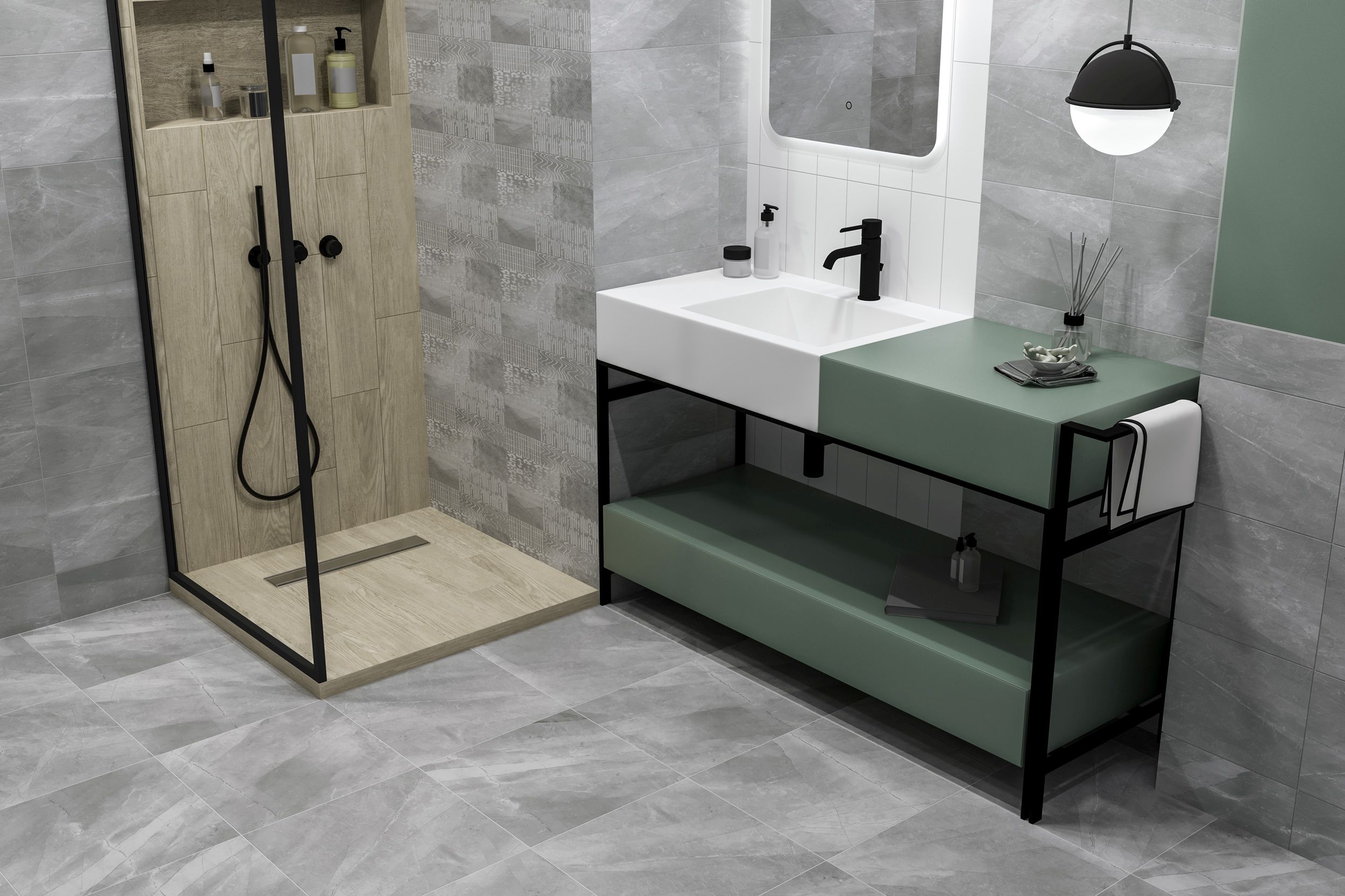 Плитка Stone Story серый 250х400x6