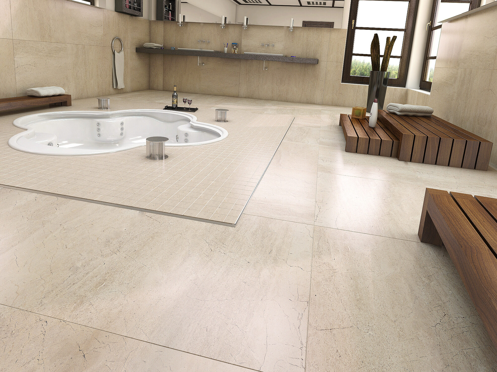 Плитка Crema Marfil бежевый 1200х600x8